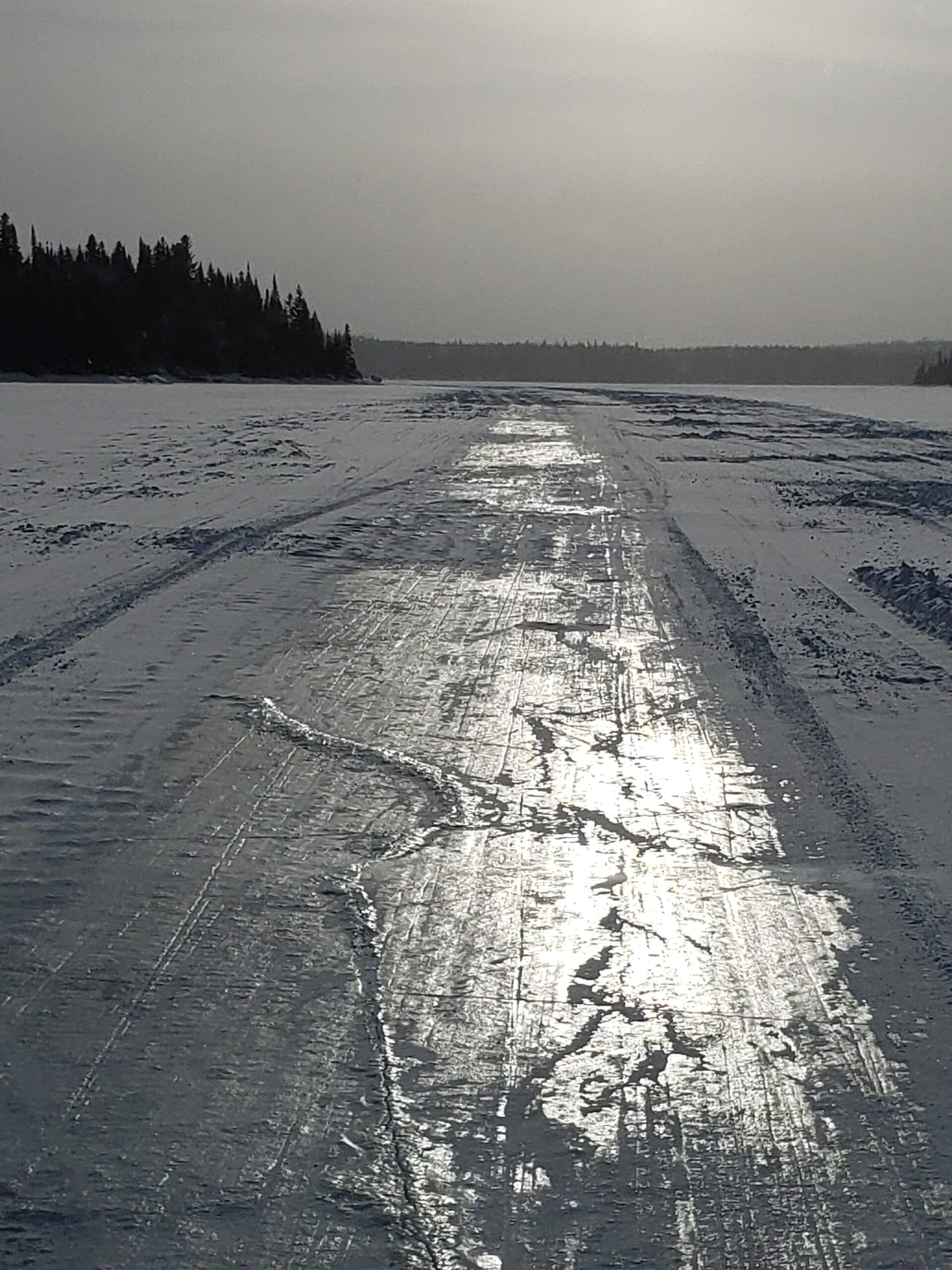 an ice road in St Theresa Point First Nation, Manitoba